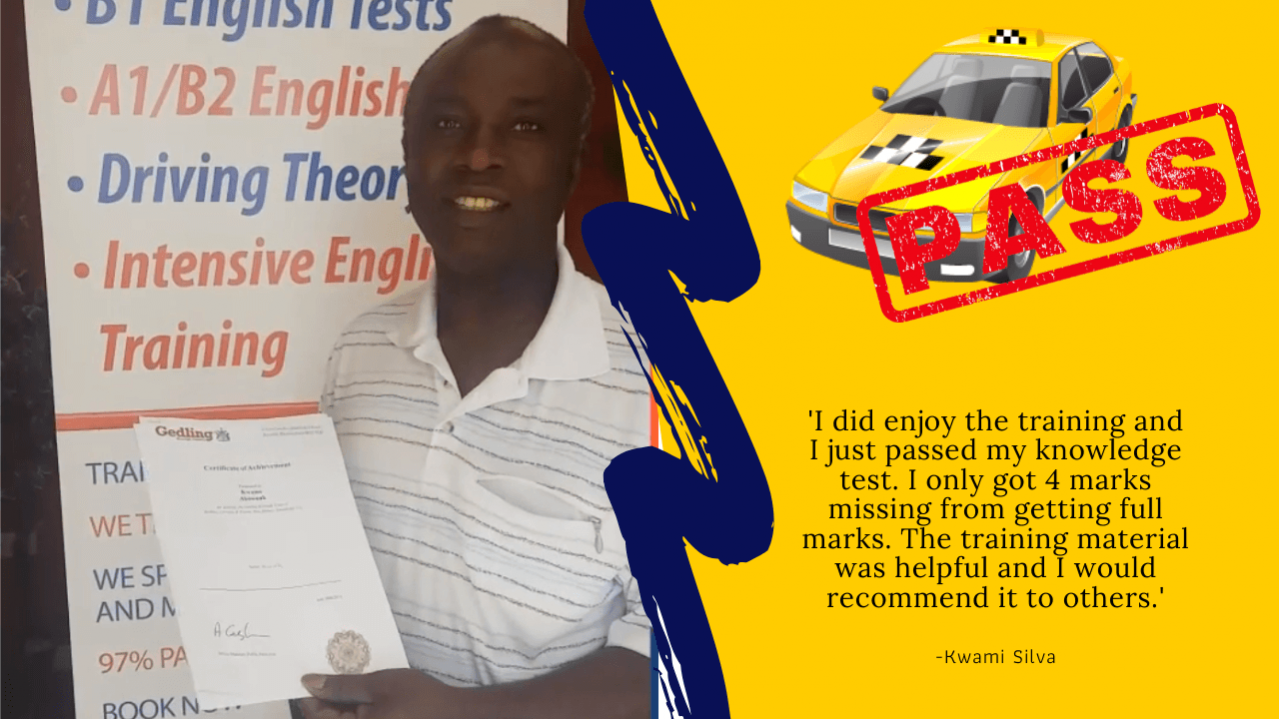 Passed taxi knowledge test with online teachers